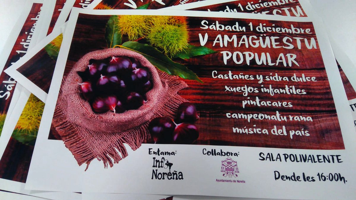 🍁🌰 <a href="/InfoNorena/">A.C. InfoNoreña</a> entama #Amagüestu 🍃 #Noreña #sidradulce #castañes #sidradelduernu