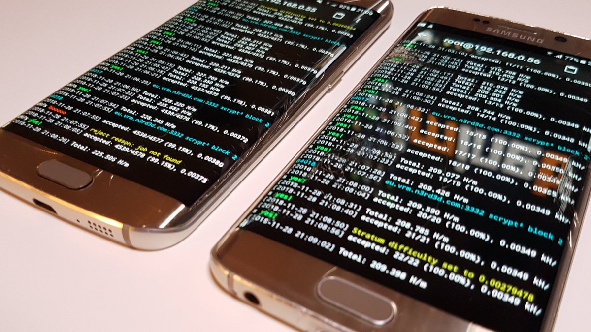 Meet The Twins! CPU mining on a pair of Samsung S6 mobile phones. Low power  & high efficiency mining. #crypto #mining #android #linux