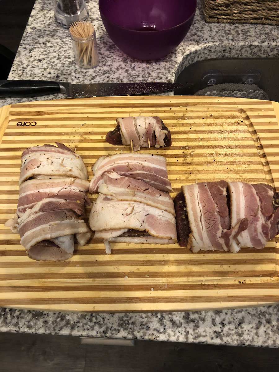 HPhillips43's tweet photo. Little bacon wrapped backstrap for dinner tonight. #field2table https://t.co/cS4kxR0BSN
