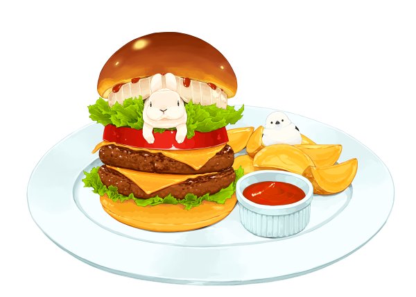 no humans food food focus burger lettuce white background simple background  illustration images