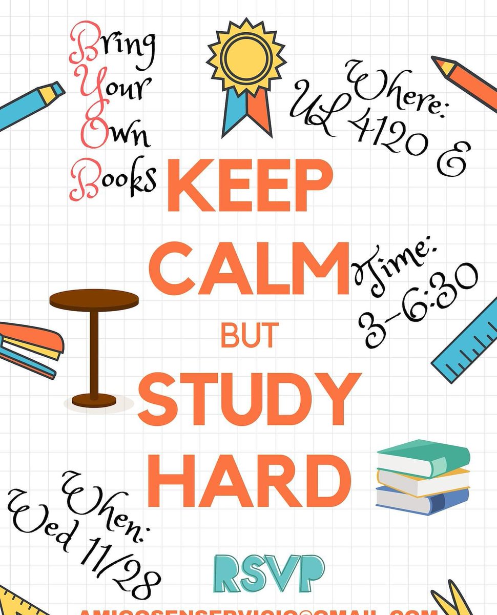 Look for this flyer in the window and join us for some studying, TODAY from 3-6:30! 
P.s WE GOT CANDY