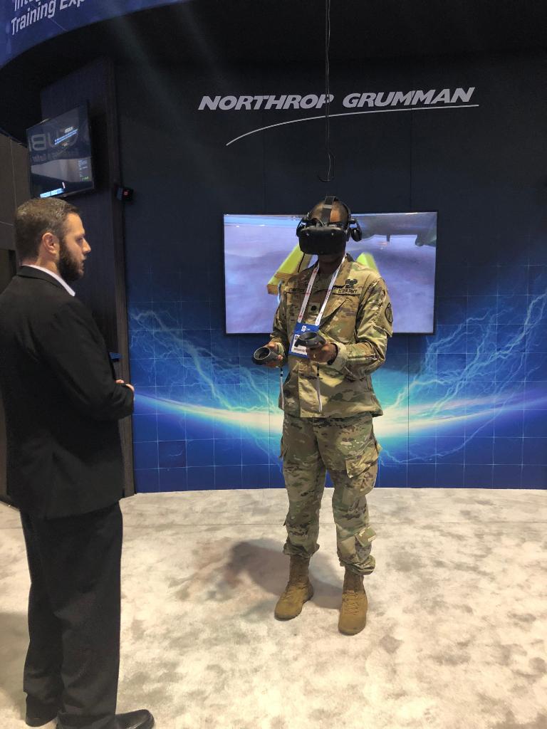 northropgrumman's tweet image. Be immersed! Our AR/VR technology being shown @iitsec provides a truly immersive virtual experience similar to what our soldiers get to experience in real training scenarios - anywhere around the world! ms.spr.ly/6014rhw9K #NorthropGrumman #TrainingAndSimulation #IITSEC