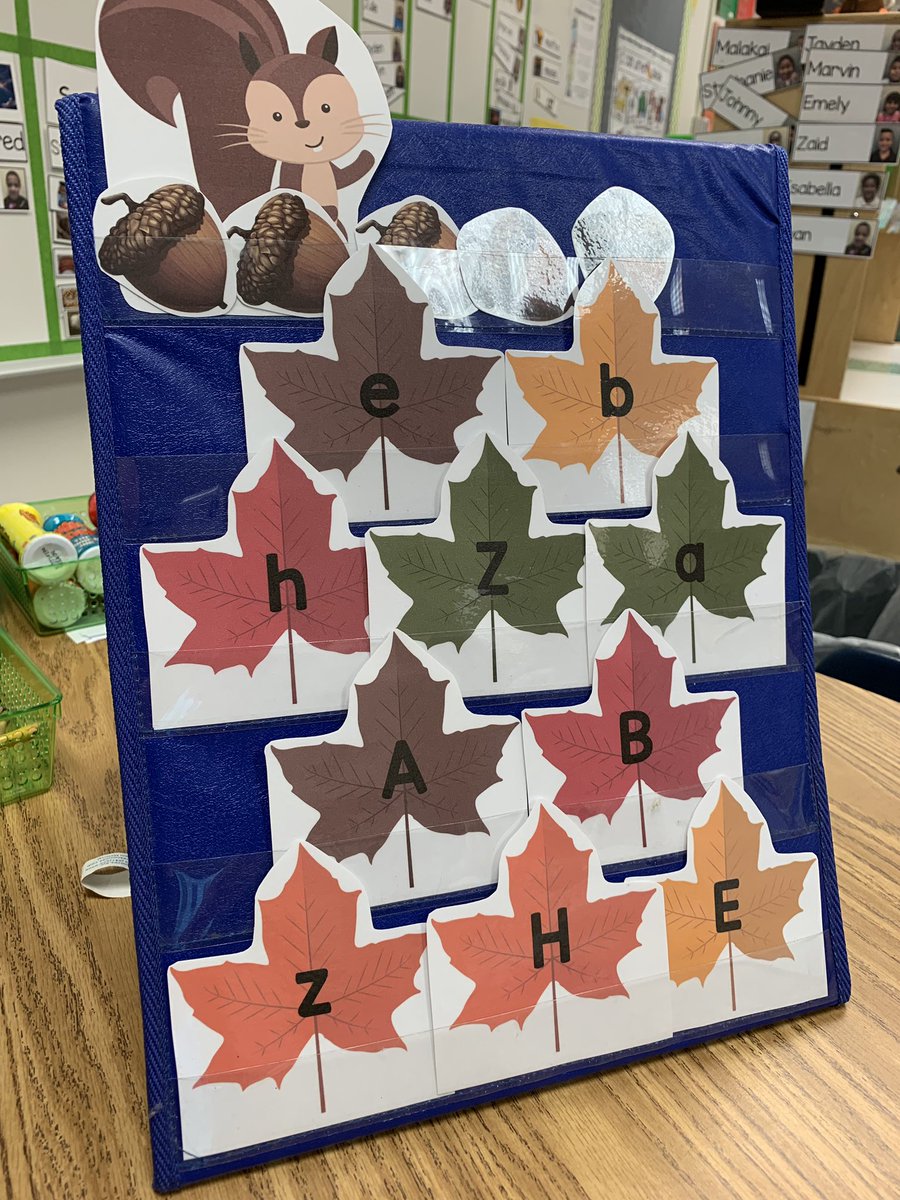 PreKRocksatGGE's tweet photo. Our newest learning game is a big hit! “Happy” the squirrel was playing in the forest and lost his acorns in the leaves. We are helping him find which letter or number the acorns are hiding behind. Look at our amazing writing skills! @GGEseagulls  @CCPS_PRE_K https://t.co/fHWFeSyTPD