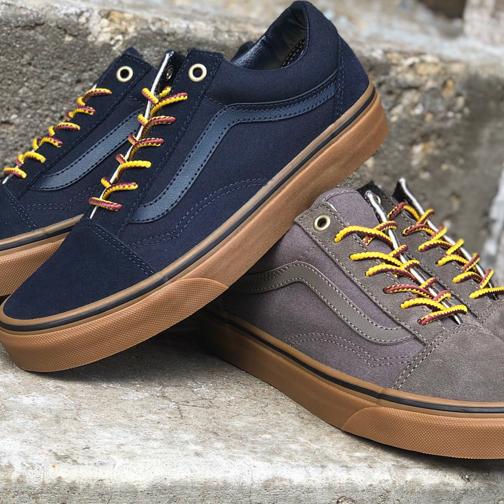 MODA3 on "New Arrival // @vans // Skool // Gum Sole Pack // Navy or Grey // US Men's Sizes 6-13 // Stop in-store or click the link to cop!