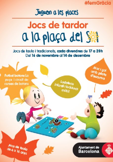 Bcn_Gracia's tweet photo. Atenció famílies! A #Gràcia juguem a la #plaçaSol tots els divendres fins el 14 de desembre: 
✅Futbol botons
✅Jocs de taula per a infants d'entre 4 i 16 anys 🎲🎲 
✅Ludoteca infantil i ludoteca mòbil👦👧👧
De 17 a 21 h  https://t.co/XDwowwrzOF #juguemalesplaces https://t.co/C8bzsbzf7S