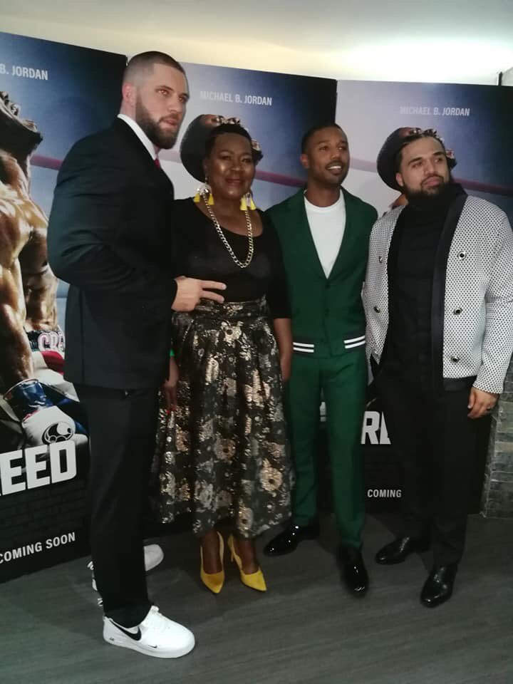 BachelorPrenuer's tweet photo. It was a night filled with a #Wakanda #Reunion Thank You @warnerbros_sa for allowing @connie_chiume on your dashing #Creed2za #Creed2sa premiere with @michaelb4jordan and the all so glamorous @MapsMaponyane #Stars #Celebrity #Publicist @creedmovie https://t.co/zUsoASFQTH