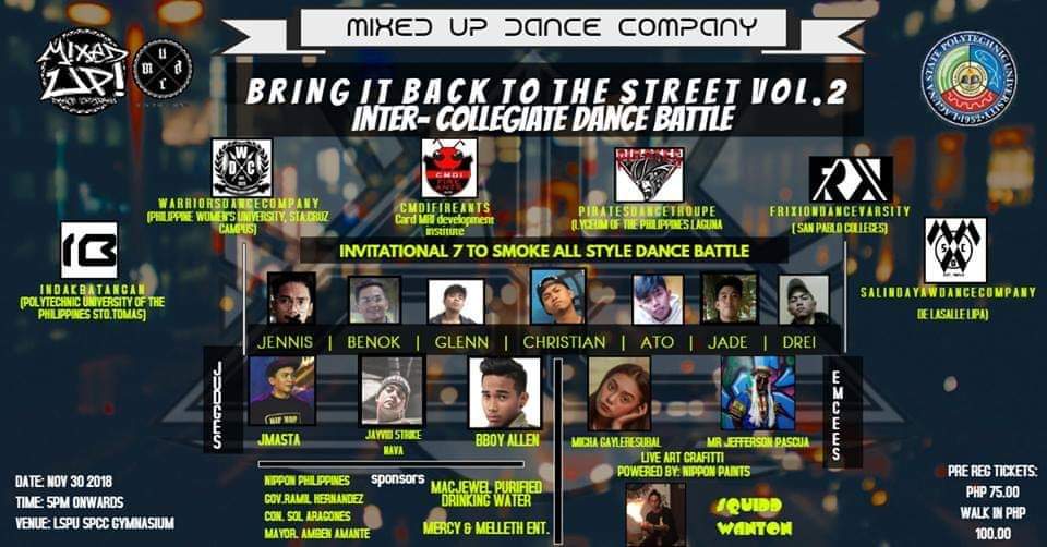 HarveyNueca's tweet photo. Special thanks to our sponsors ! Nippon Paints Philippines
Gov. Ramil Hernandez
Congw. Sol Aragones
Mayor. Amben Amante
Mac Jewel Purified Water
Mercy and Melleth ENT.
#BringitbacktotheStreet
#MixedUpDanceCompany
#Freeworkshop #Lockings #Breaking #Hip-#HopClass #free https://t.co/N014cVFVv5