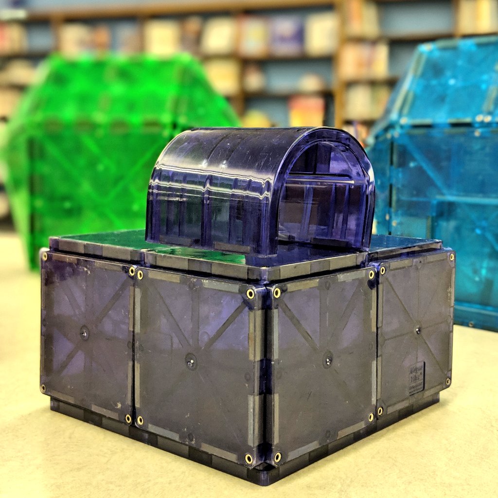 Looks like our fledgling #makerspace is getting some use! #magnetiles #stem