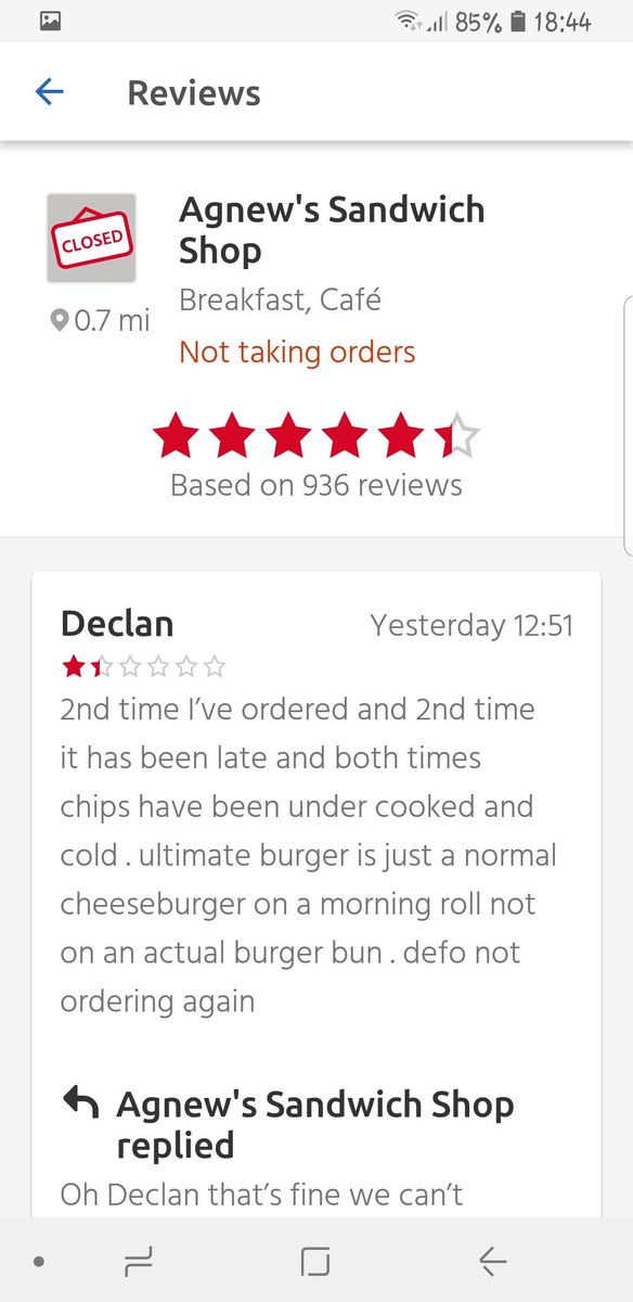 just eat previous orders