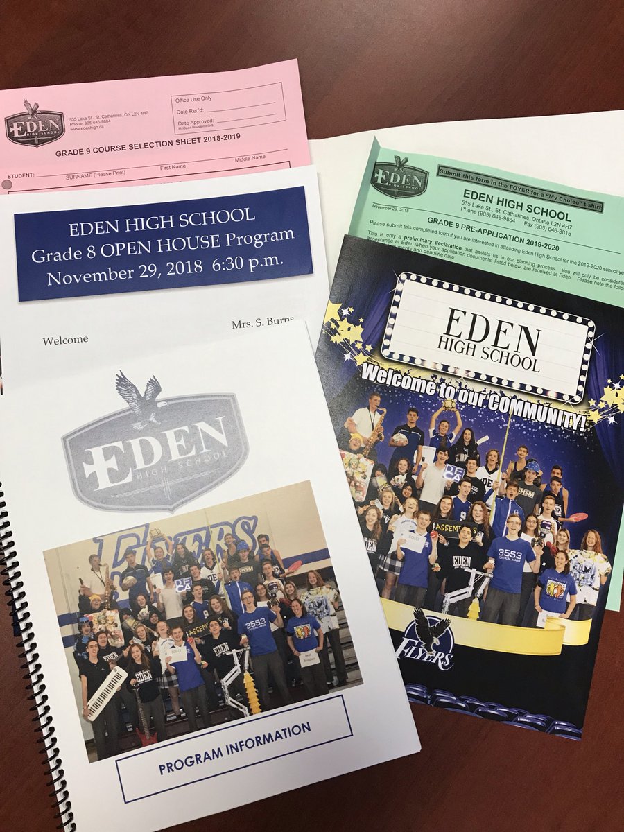EdenHighDSBN's tweet photo. Eden’s Open House is tomorrow! Interested Grade 8 students and families are welcome to join us. A short program in the gym starts at 6:30 sharp followed by self-guided tours. #flyers #gradof2023 https://t.co/VzR2oGXClt