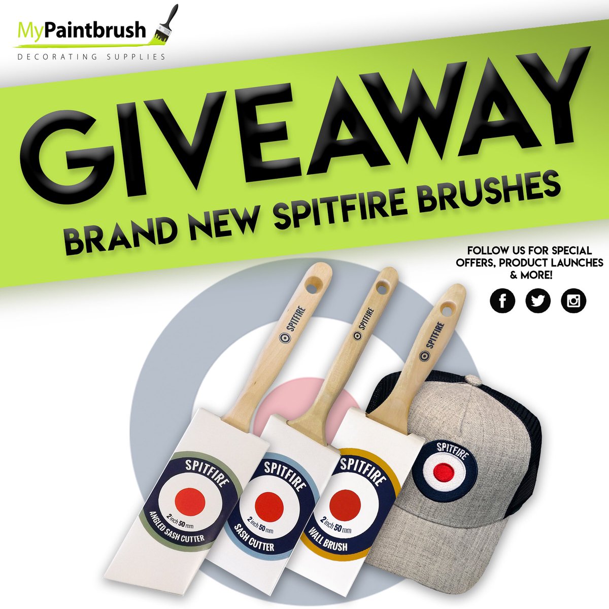 GIVEAWAY TIME 

Simply RT this post for your chance to win a set of BRAND NEW Spitfire paint brushes &amp; baseball cap.

Competition closes 5pm Sunday 2nd December 2018. One winner will be chosen at random and announced shortly after competition closing.