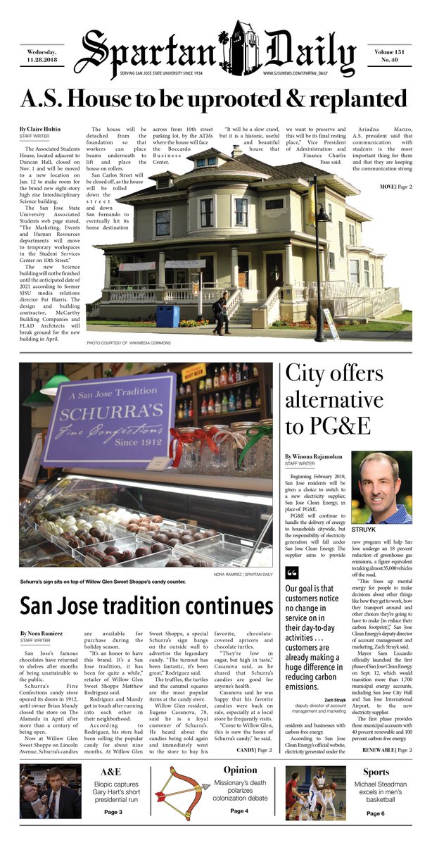 SpartanDaily's tweet photo. Fresh copies of today's #SpartanDaily in stands around campus! #SJSU #associatedstudents #energy #chocolate https://t.co/iNVh8PySEw