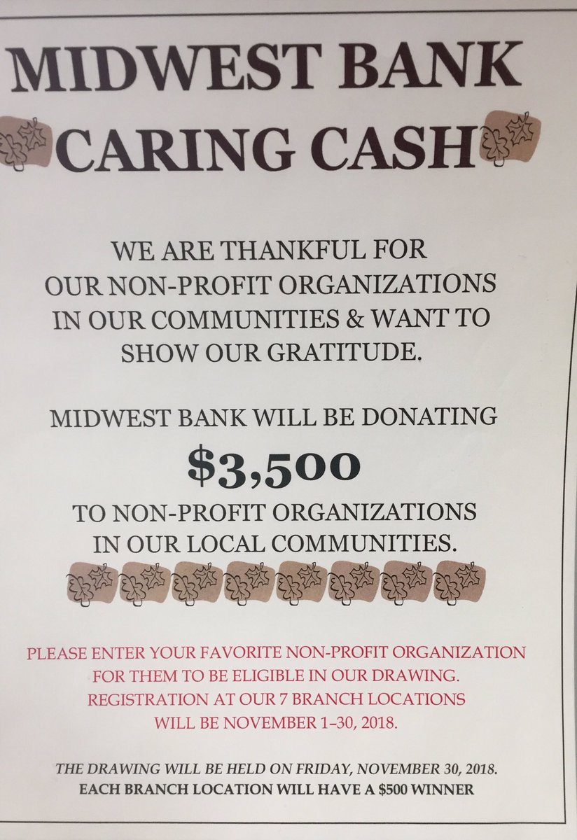 MidwestJackieC's tweet photo. “Gratitude turns what we have into enough”.  Still a couple of days left to nominate your favorite non-profit!  Stop in @MidwestBank!  #gratitude https://t.co/ztwvZb1vkd