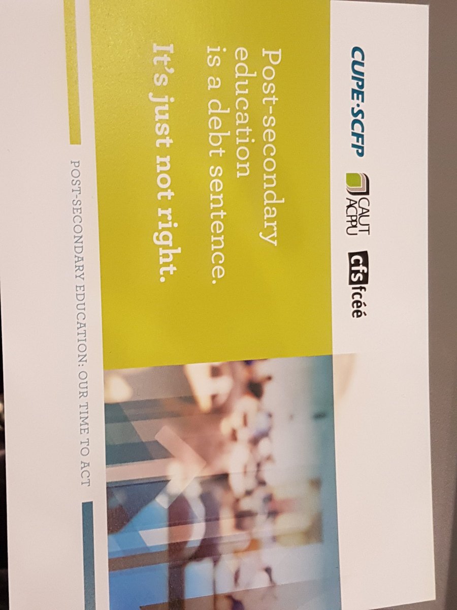 CUPE391's tweet photo. Post secondary education shouldn't be a debt sentence
#OurTimeToAct #bcfed18 https://t.co/nNnRcCGVV4