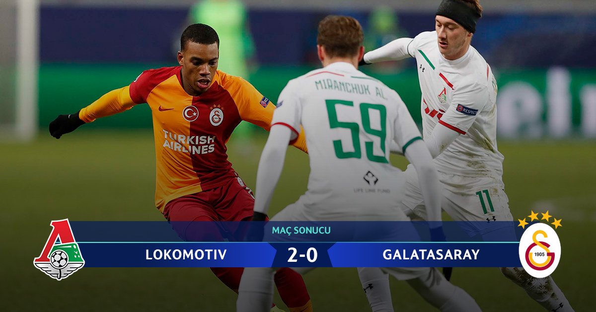 GSsayfa's tweet photo. Maç sonucu: Lokomotiv Moskova 2-0 Galatasaray #LMFCvGS #UCL https://t.co/S5A3pQSDAi