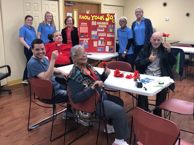 Residents worked on an arts and crafts today, making a flower pen as a method of reducing stress.  They learned that through arts and crafts, and other forms of expression and activity, one can learn to reduce stress.