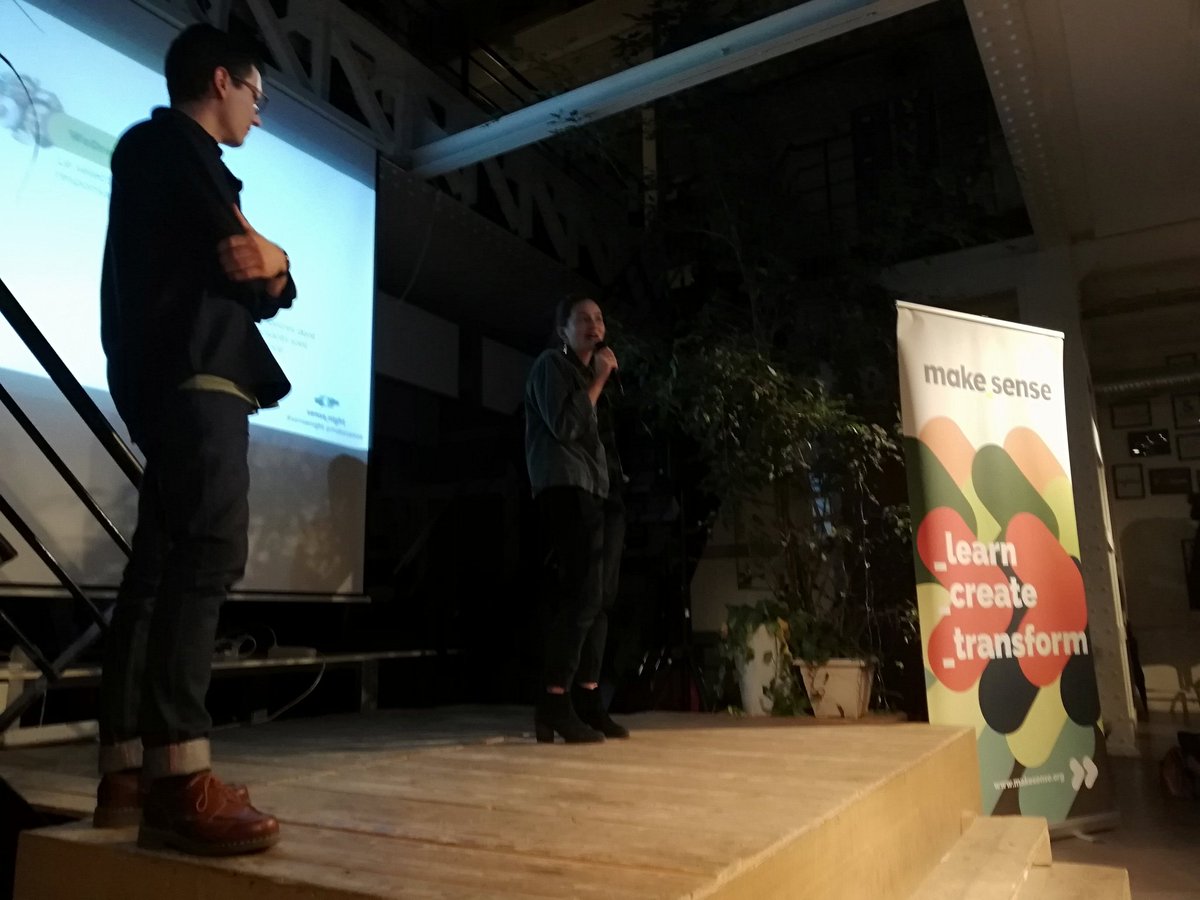 makesenseforE's tweet photo. "quand on lance sa boîte on se rend compte qu'il faut changer de cap au dernier moment... Gros marathon en perspective ! " @WeDressFair #punchline #startup #lancement #sensenight @makesense https://t.co/KwTuOawAA8
