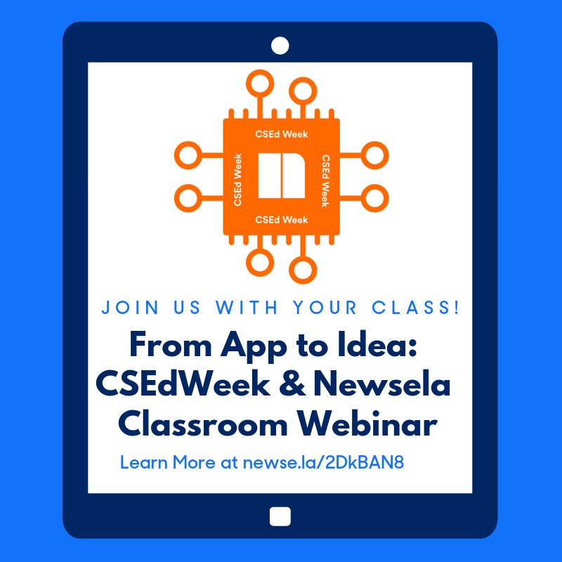 Participating in #CSEdWeek ? 💻Have your class join a hangout with <a href="/Newsela/">Newsela</a> engineers to learn how an idea can become an app! 📲 Learn more here: go.newsela.com/rs/628-ZPE-510…