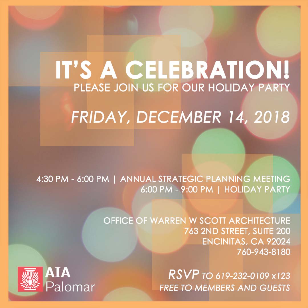 AIAPalomar's tweet image. A little over two weeks left! Don&apos;t forget to RSVP to this years Holiday Party!!! #aiapalomar #2018holidayparty 
eventbrite.com/e/aia-palomar-…