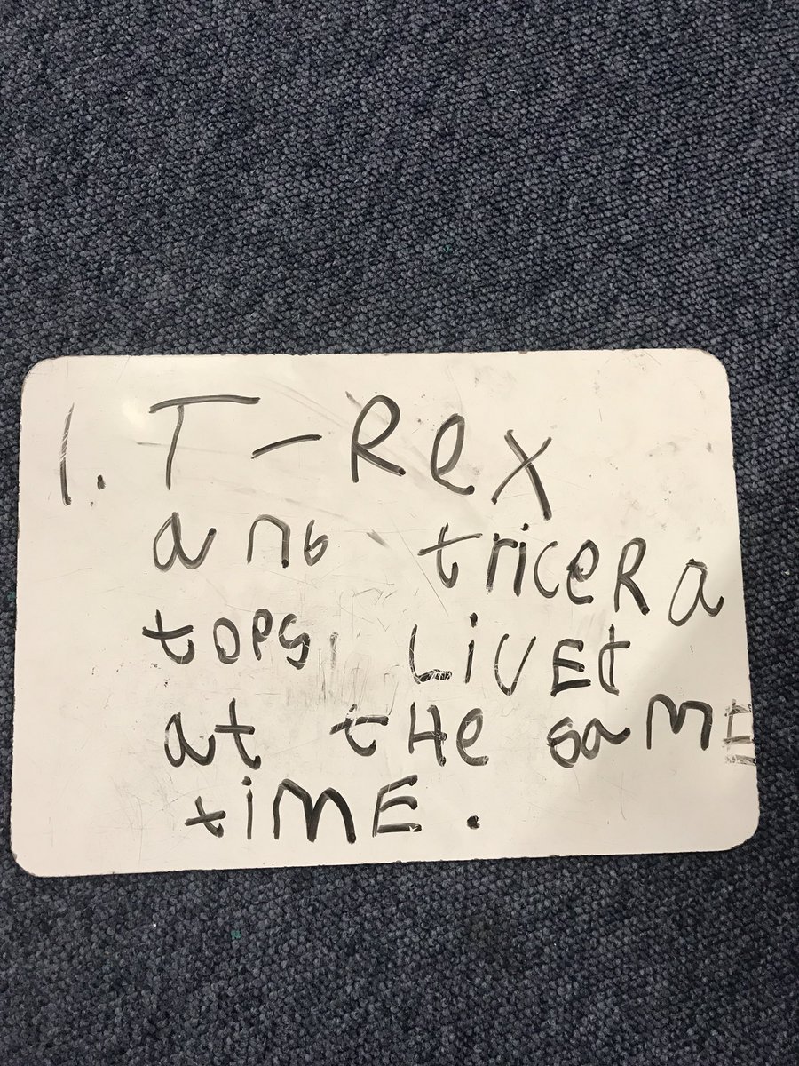 primary2QB's tweet photo. We have been engaging with lots of non-fiction texts this term. This afternoon we watched a video about triceratops and made our own notes with the facts we heard as we watched! 🦖🖥🎞 #digitalliteracy #digitaltexts #talkingandlistening https://t.co/4uKBBT0Nd7