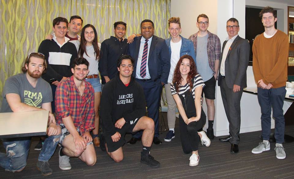 AraCanterbury's tweet photo. Ara @TheNZBS students met 2 special visitors Monday: Minister of Broadcasting, Hon #KrisFaafoi MP (a NZBS graduate) & #DuncanWebb Labour MP Christchurch Central. NZBS: https://t.co/56ffNWor7v https://t.co/xkDA4YfK6t