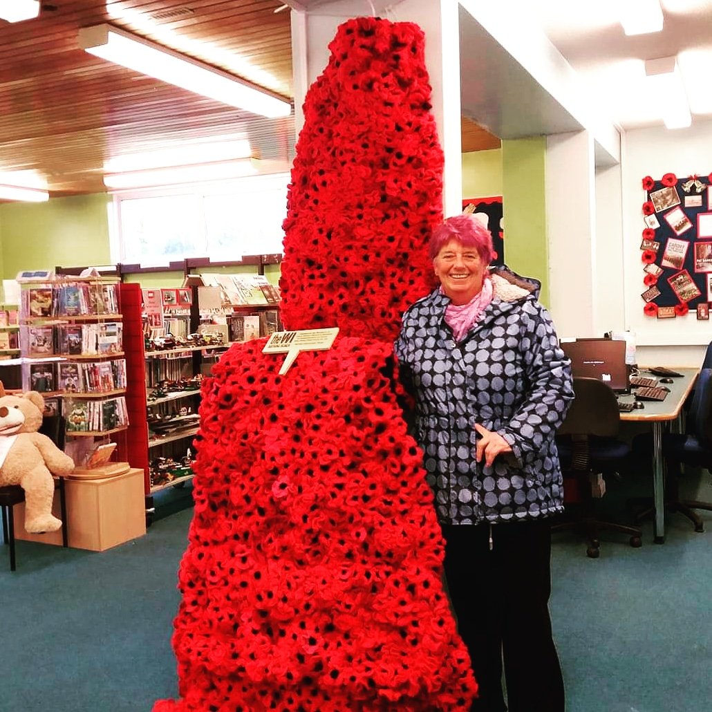Diplac_cf64's tweet photo. The WI's Poppy cascade had been on display in our library for all to see. Pop along before Friday afternoon if you want to see it.

#poppy #poppycascade #wewillrememberthem #100years 
#remember

@VOGCouncil @VOGLibraries @WomensInstitute https://t.co/bu6upZswzR