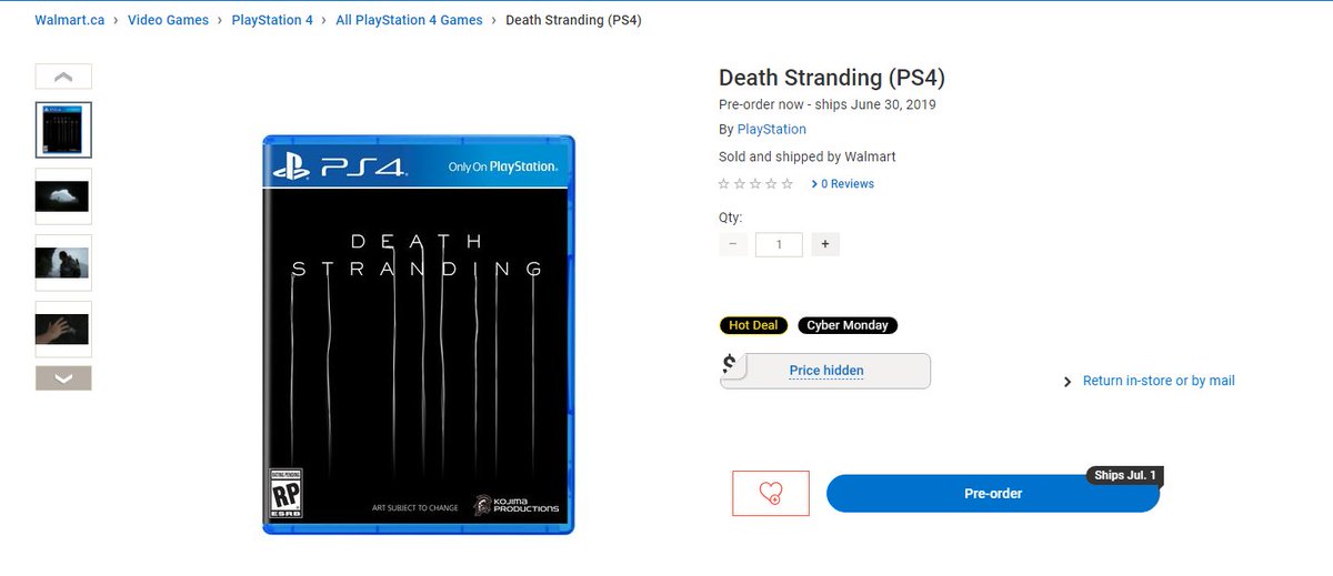 Walmart Canada утверждает, что Death Stranding выйдет в июне 2019 года