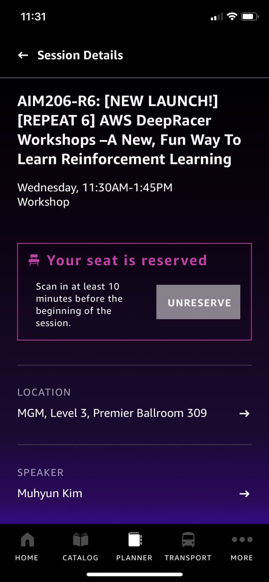 rich_ung's tweet photo. Looked up reinforcement learning #reInvent events last night and signed up for a Robocar Rally workshop for fun, and suddenly the workshop turns into a DeepRacer workshop with an intro to reinforcement learning after @ajassy’s keynote. Omg is this real life!? 😱 @AWSreInvent https://t.co/lmkJoLdp2D