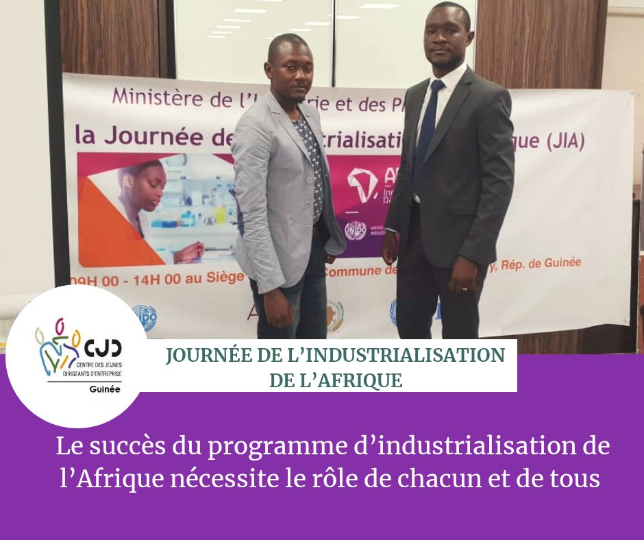 CjdGuinee's tweet photo. Journée de l’industrialisation de l’Afrique  #JIA
Cette cérémonie de portée mondiale organisée par le gouvernement guinéen à travers le Ministère de l’industrie et des Petites et moyennes entreprises a connu mercredi la présence du #CJD_Guinée. 
#ENTREPRENDRE  #Industrie #Guinée https://t.co/AbkAx1P8QH