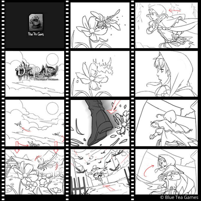 BlueTeaGames's tweet photo. Part of the second draft of the storyboard posted before. More precise drawing and how's the animation performed shall be planned in this stage, for counting how many shots needed.

#fairytales #storyboard #saltprincess #darkparables #blueteagames https://t.co/lO2y4iLbw7