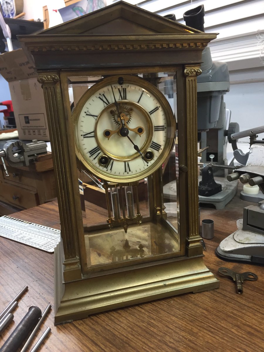 JordanClocks's tweet image. Here’s three wonderful examples of the crystal regular clock in the shop. A Seth Thomas a Ansonia and a beautiful French ornate piece.