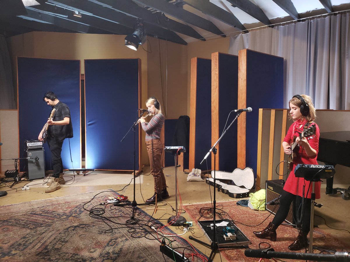 kexp's tweet photo. Soundchecking now: Red Ribbon! Tune in to 90.3 FM or https://t.co/IP5jz1ANW5 for the worldwide stream of this local band's KEXP in-studio, starting at 4 P.M. PST. Be sure to listen to their album 'Dark Party,' out now via @union_zero.

📷: @melissawax https://t.co/cWIcphNBvR