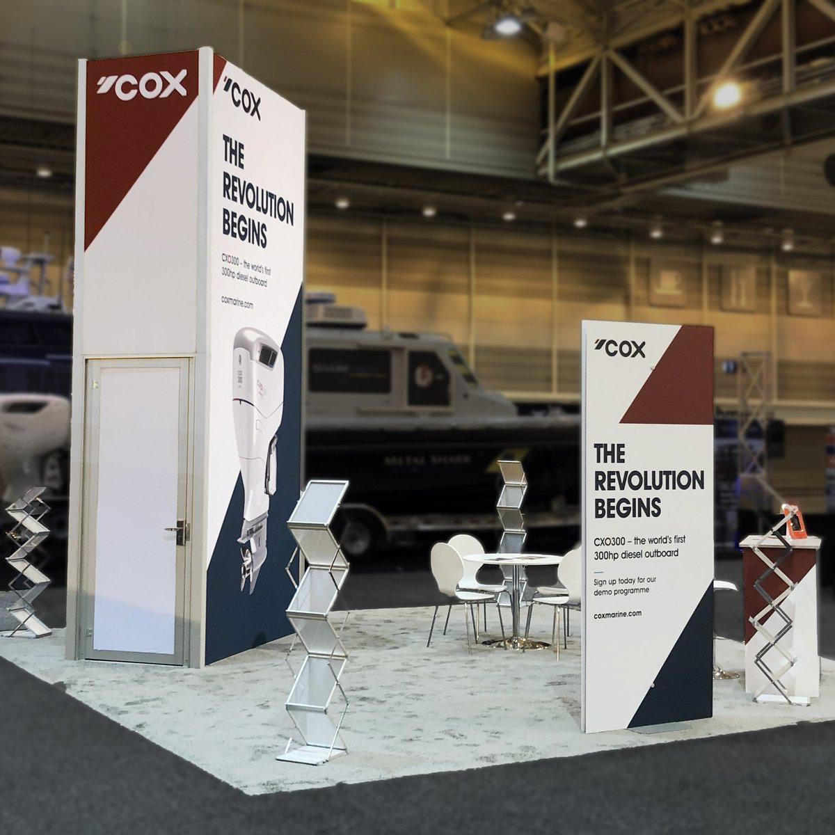 SynergyDG's tweet photo. @CoxPowertrain's 20x20 #tradeshow display increases visibility, accommodates one-on-one attendee interactions and helps client debut their revolutionary #CXO300 diesel outboard.
#synergydesigngroup #beabetterexhibitionist #IWBS18 #dieselengine #maritime #IWBS #nola @WorkBoat https://t.co/MtvdVyAsxP