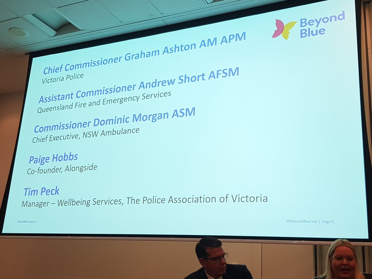 Tony Walker ASM (@agwalker01) on Twitter photo Panel discussing the findings and how we need to respond to the <a href="/beyondblue/">Beyond Blue</a> National Mental Health and Wellbeing Study of Police and Emergency Services. Authentic leadership coming across as critical #MentalHealthMatters Panel discussing the findings and how we need to respond to the <a href="/beyondblue/">Beyond Blue</a> National Mental Health and Wellbeing Study of Police and Emergency Services. Authentic leadership coming across as critical #MentalHealthMatters
