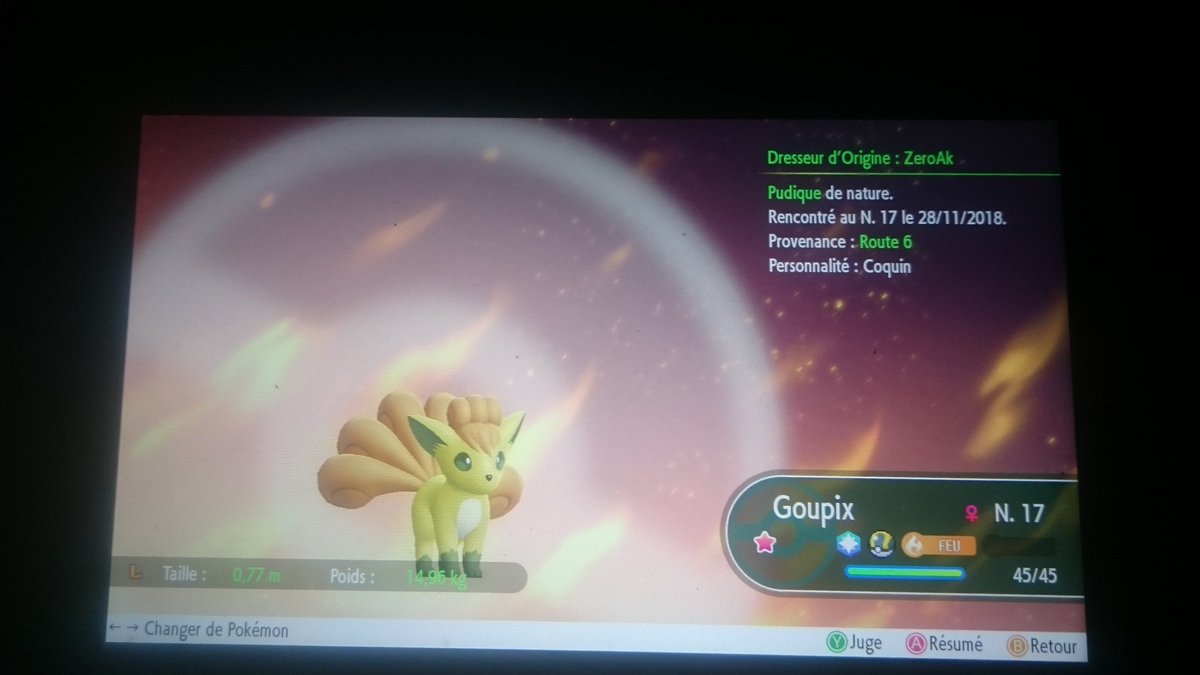 zerr0ak's tweet photo. Goupix shiny après 25 goupix en chaine parfaite #PokemonLetsGo #HoloTheory @TheHolomovement @Wenxyp_ @MewKira @MyleneSH https://t.co/34woz4VStx