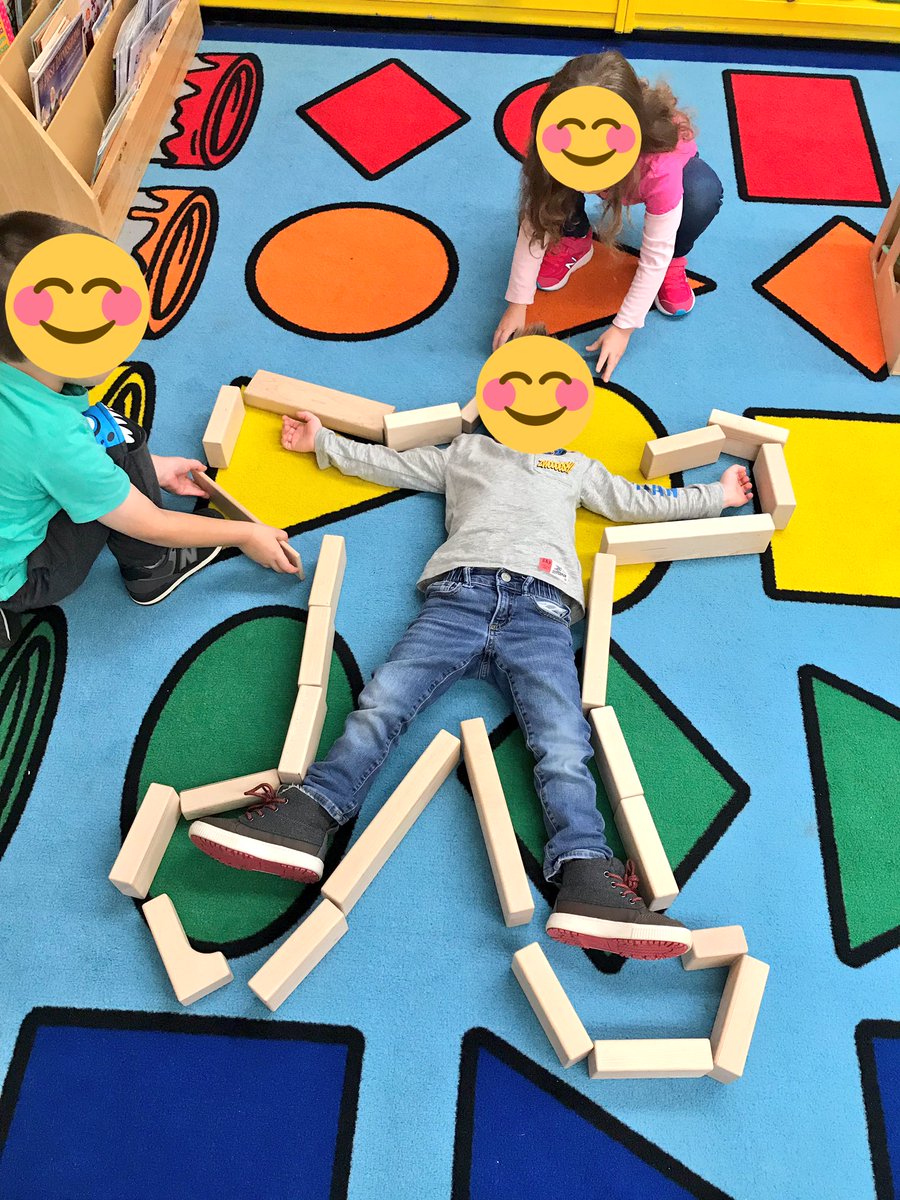 KathrynCorcor14's tweet photo. Had a blast outlining our bodies using blocks! #BlocksCenter #AMPreschool #Counting #BodyParts #WeAreChesterNJ https://t.co/AOkGlLGbgn