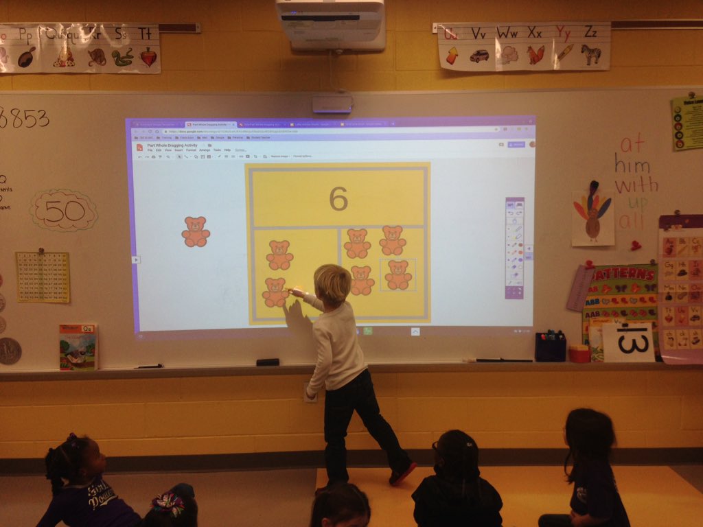 MrsK_ITRT_SPS's tweet photo. Using technology to compare part whole relationships, investigating various ways to make numbers. Next week, they'll be assigned individual tasks through #GoogleClassroom. #spsk12proud #FBES #iteachk #iteachmath #K2CanToo https://t.co/UZ1p7LiSVx
