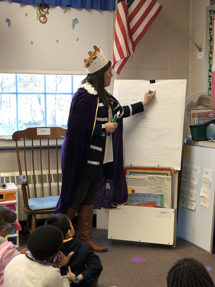 jess_scandurra's tweet image. When it’s time to learn about partners for ten- the queen of ten comes for a visit with her ten wands!#NumberSenseRoutines #iteachmath