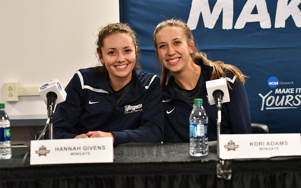 WU_Bulldogs's tweet photo. VIDEO | Watch @WingateVB seniors Kori Adams &amp; Hannah Givens in the pre-match press conference on the eve of the @NCAADII National Quarterfinals | #D2Festival #OneDog #WUVB 

WATCH | https://t.co/8dX5QqV8zX https://t.co/SeXRHSVyOz
