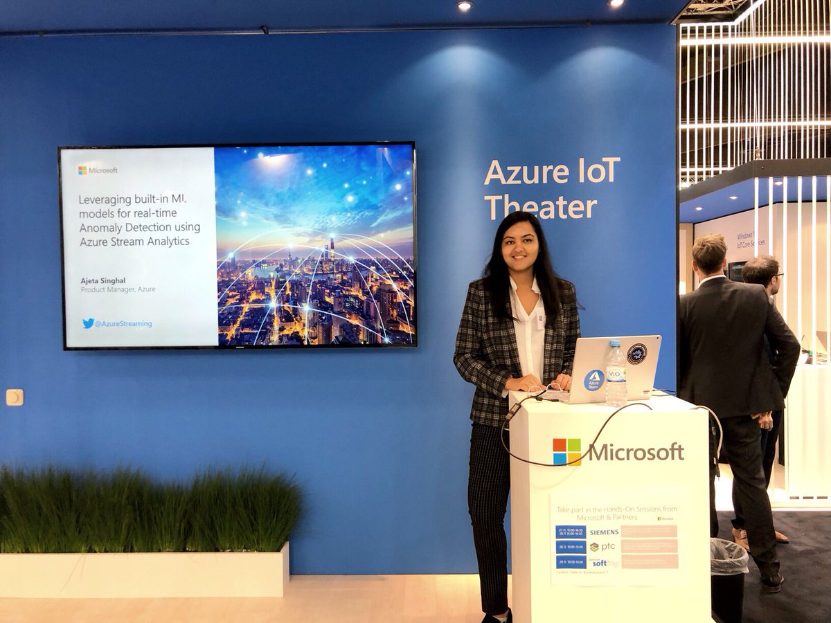 ajeta_singhal's tweet photo. Learn about how Azure Stream Analytics can help your Edge and Cloud scenarios. Come by Hall 5 to see #streamanalytics in action #sps_live https://t.co/VpTdd6dX7J
