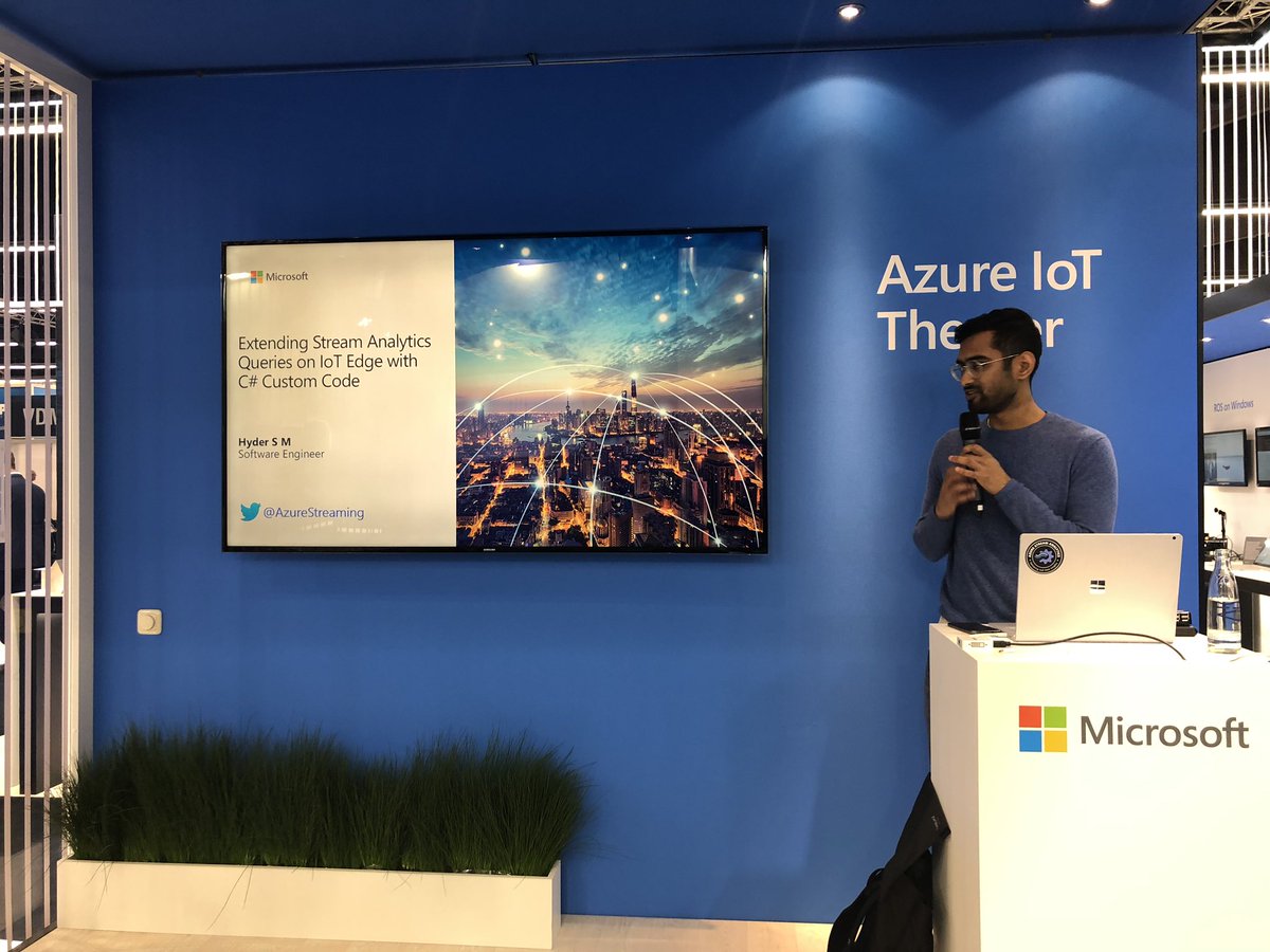 ajeta_singhal's tweet photo. Learn about how Azure Stream Analytics can help your Edge and Cloud scenarios. Come by Hall 5 to see #streamanalytics in action #sps_live https://t.co/VpTdd6dX7J