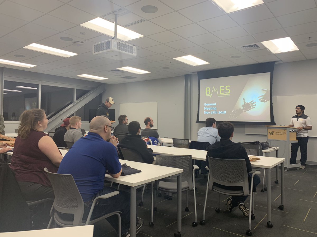 shocker_BMES's tweet photo. We’re kicking off our last general meeting and our guest lectureship right now! There’s still time to stop by, EEB room 338! https://t.co/NJ7IzrMhSy
