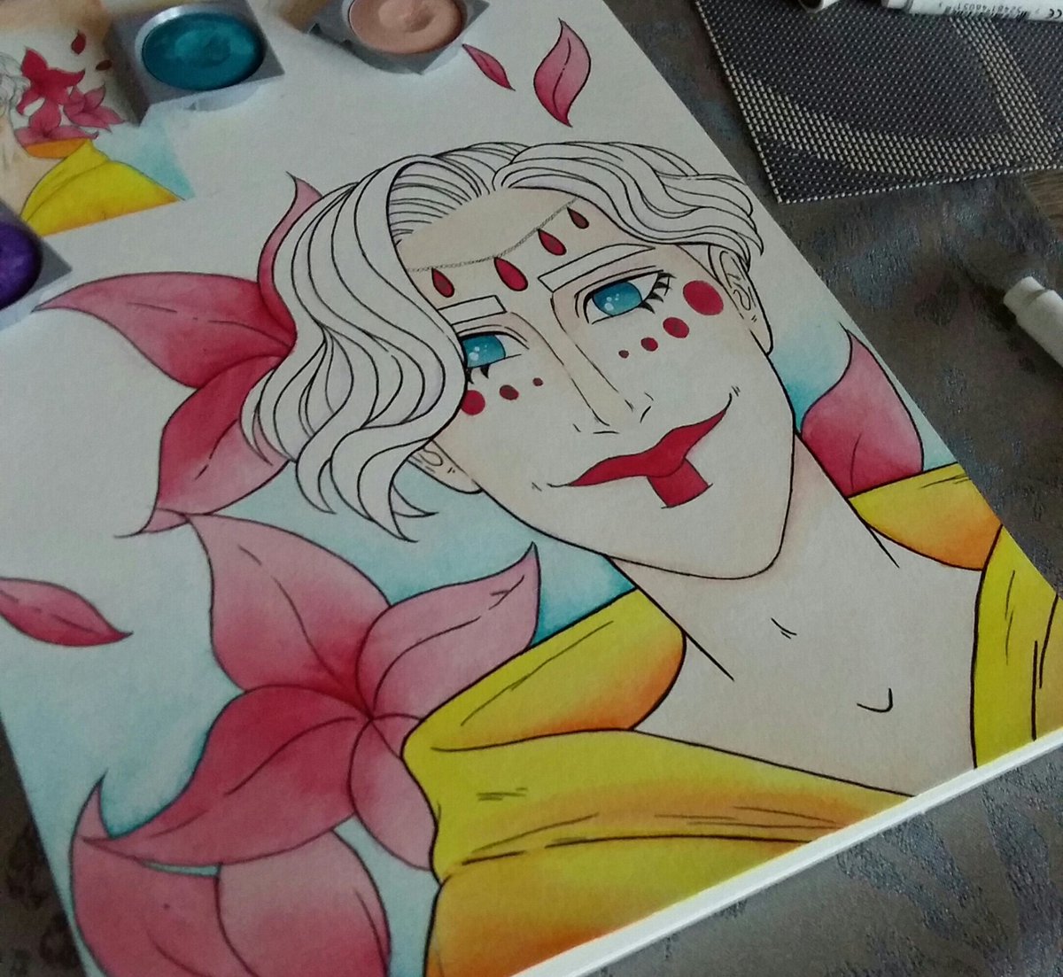 Caffeined2's tweet photo. Did a watercolour painting of my boi Theodore and honestly it was the first time watercolours turned out good for me XD
Theodore ยฉ me
#watercolours #art #originalcharacter #Theodore #originalbook #traditionalart #watercolour #vivid #vibrant #flowers #prince #sharklight https://t.co/t9OVnXEXA3