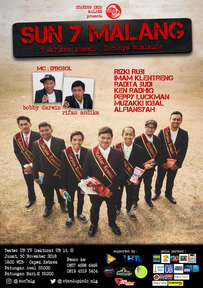 ayoo, besok banget nih
saksikan event tahunan standup malang
menampilkan 7 comic lokal yang sudah berpengalaman dari panggung ke panggung !
