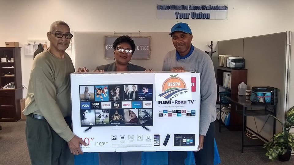 OESPA7449's tweet photo. WINNER!!! Congratulations to Mr. Lee Johnson who won a brand new TV as part of our Fall membership drive. 👏 #OESPAStrong #UnionStrong #OnTheMove https://t.co/ibBb8snicK