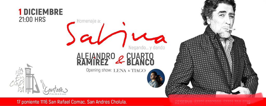 lapenaescondida's tweet photo. Este sábado noche Sabinera , si quieres un excelente lugar reserva antes del evento vía WhatsApp: 2222994678 y 2223379041 , y si no , pues llegale seguramente estarás en un excelente lugar ! Nos vemos allá !!! @cantares_ar @ramirisimo https://t.co/BQOhcsbqZv