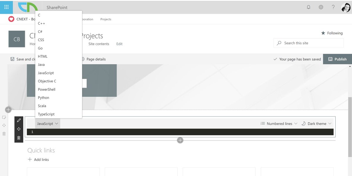 marcelhaasIO's tweet image. What?? There is a modern #CodeSnippet #Webpart, which just arrived in our #SharePoint tenant. It doesn&apos;t execute code, but it formats it well.