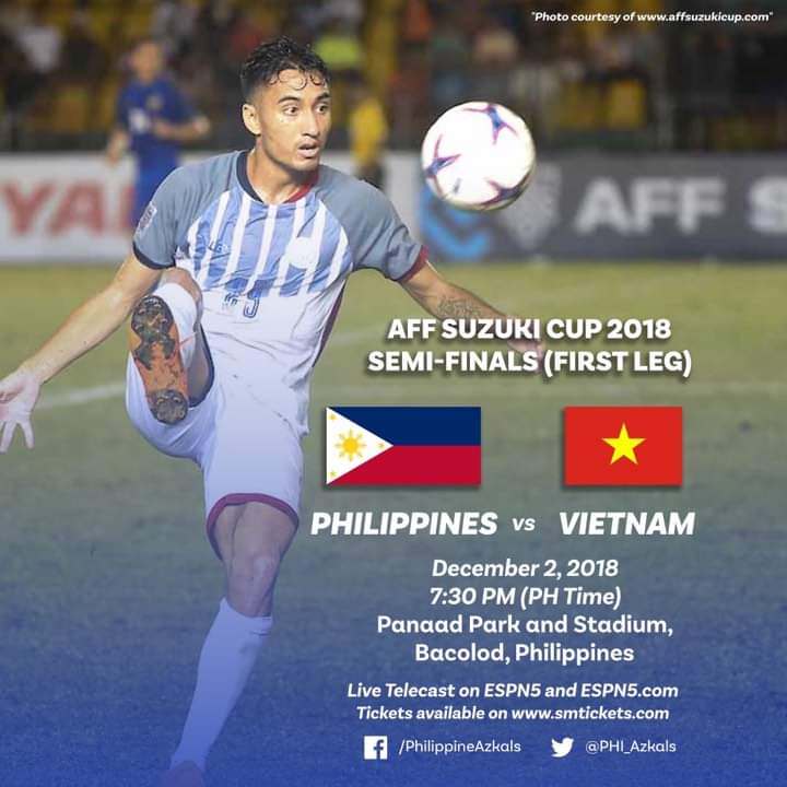 PHI_Azkals's tweet photo. 3 DAYS TO GO!

After missing out in 2016, we go back to the semi-finals, hungrier than before for a maiden finals appearance. A young and vibrant Vietnamese side stands in our way, and we need you, dear fans, to cheer on our boys!

Get your tickets on https://t.co/X3LqYGCUb9! https://t.co/zbl4VXpyTh