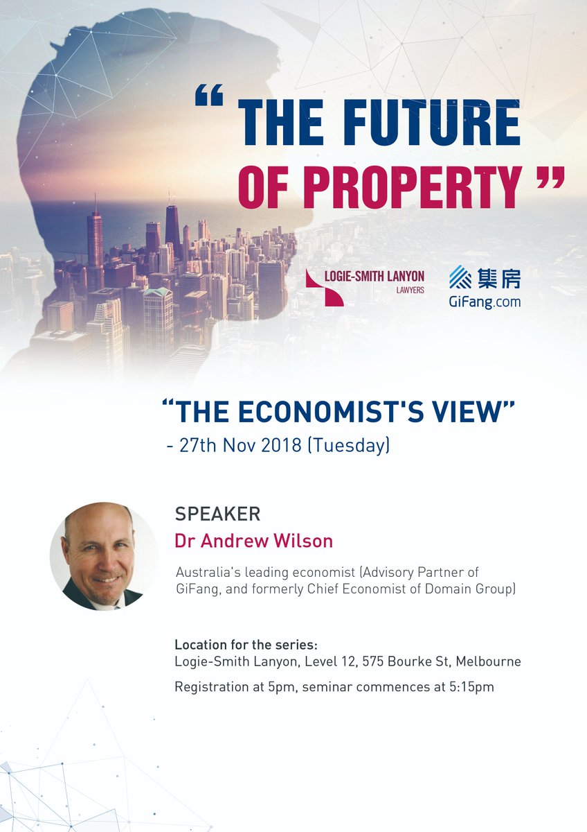 GiFang_com's tweet image. GiFang Group together with Melbourne's leading law firm Logie-Smith Lanyon, organized an event called "The Future of Property" on Nov 11, featuring Dr. Andrew Wilson, Australia's most well-known #property economist. What did he say? Click here to for more: reddit.com/user/GiFang/co…