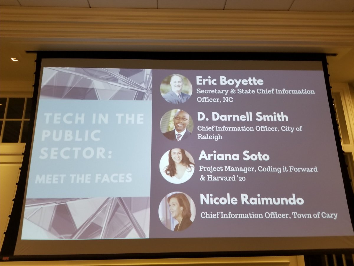 NRaimundo's tweet photo. I spent a fun evening with two of my favorite Gov. CIO's, @Jeric_boyette and Darnell Smith, chatting with UNC Institute of Politics students about how awesome technology in government is. #futurecios #govtech https://t.co/uzgKFU7Bar